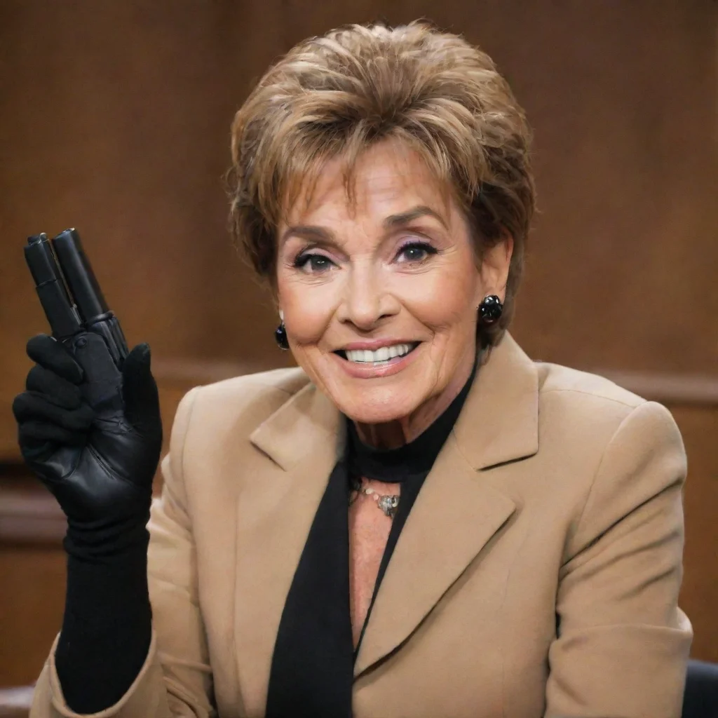 artstation art judge judy smiling with black gloves and gun  confident engaging wow 3