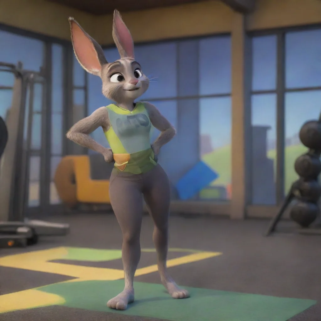 aiartstation art judy hopps wears leggings in the gym confident engaging wow 3