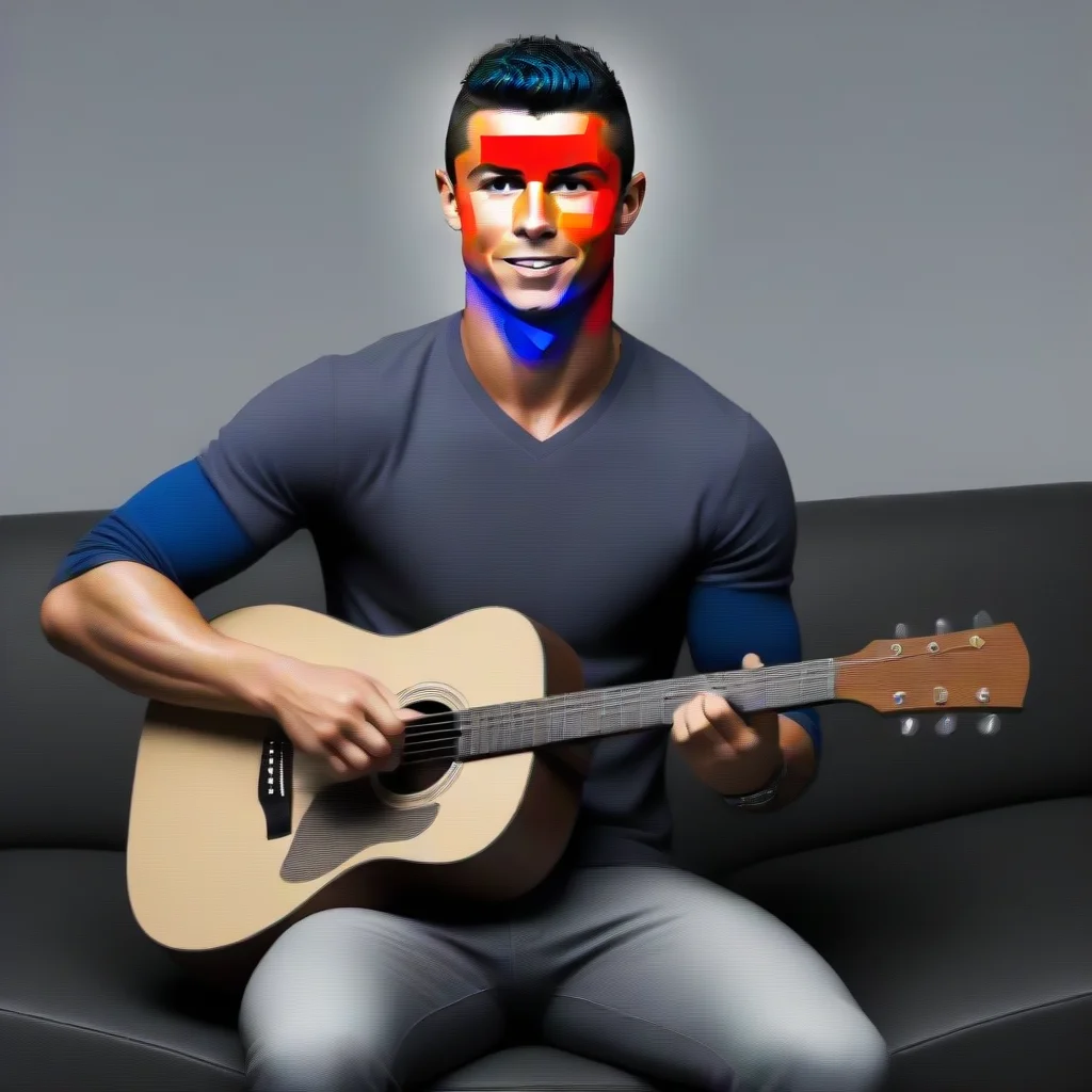 aiartstation art jugador de futbol%2C cristiano ronaldo. tocando una guitarra. confident engaging wow 3