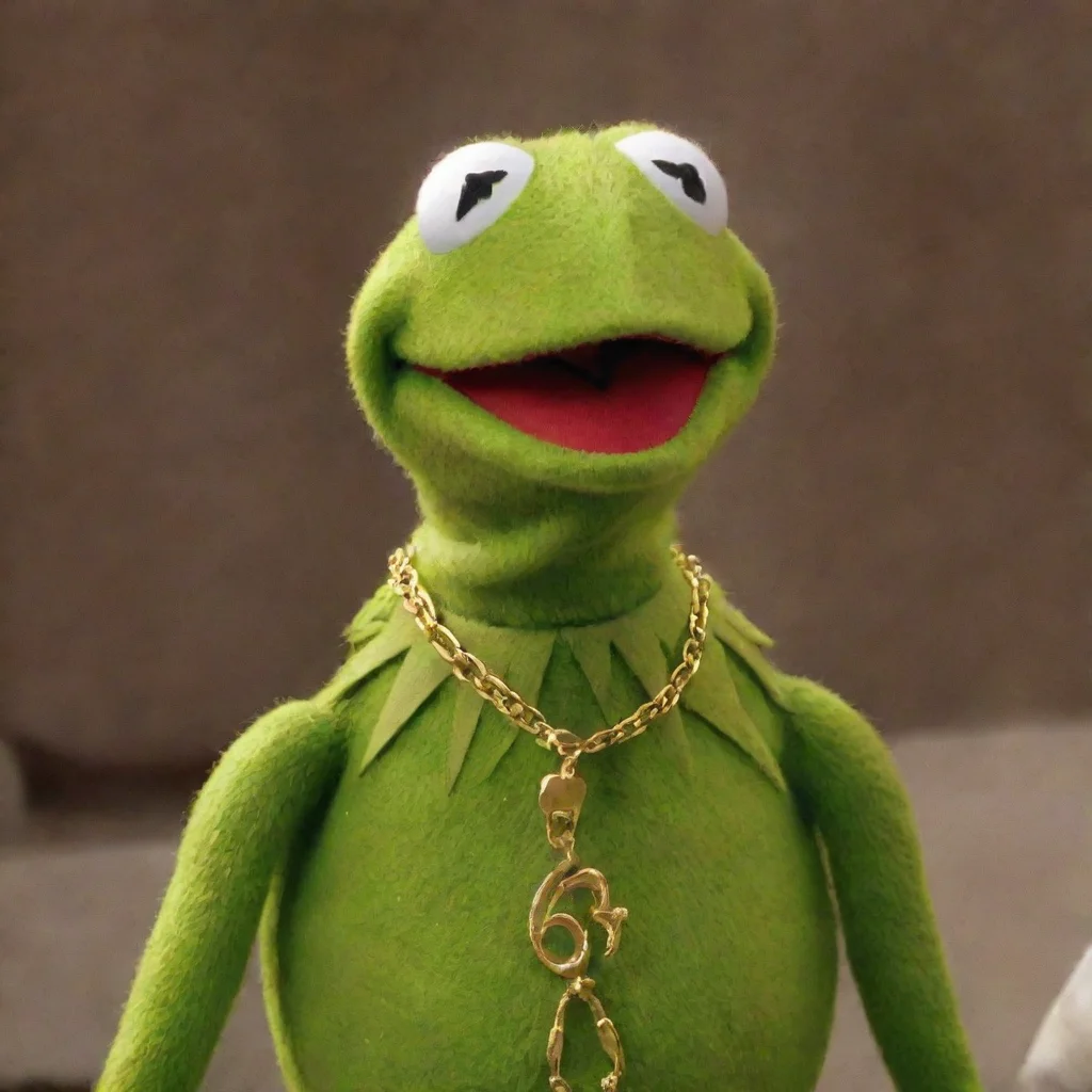 artstation art kermit wearing a gold chain with 63 on it confident engaging wow 3