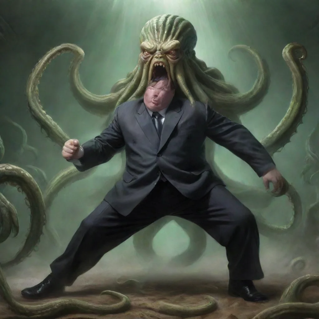 aiartstation art king jong un fighting cthulu confident engaging wow 3