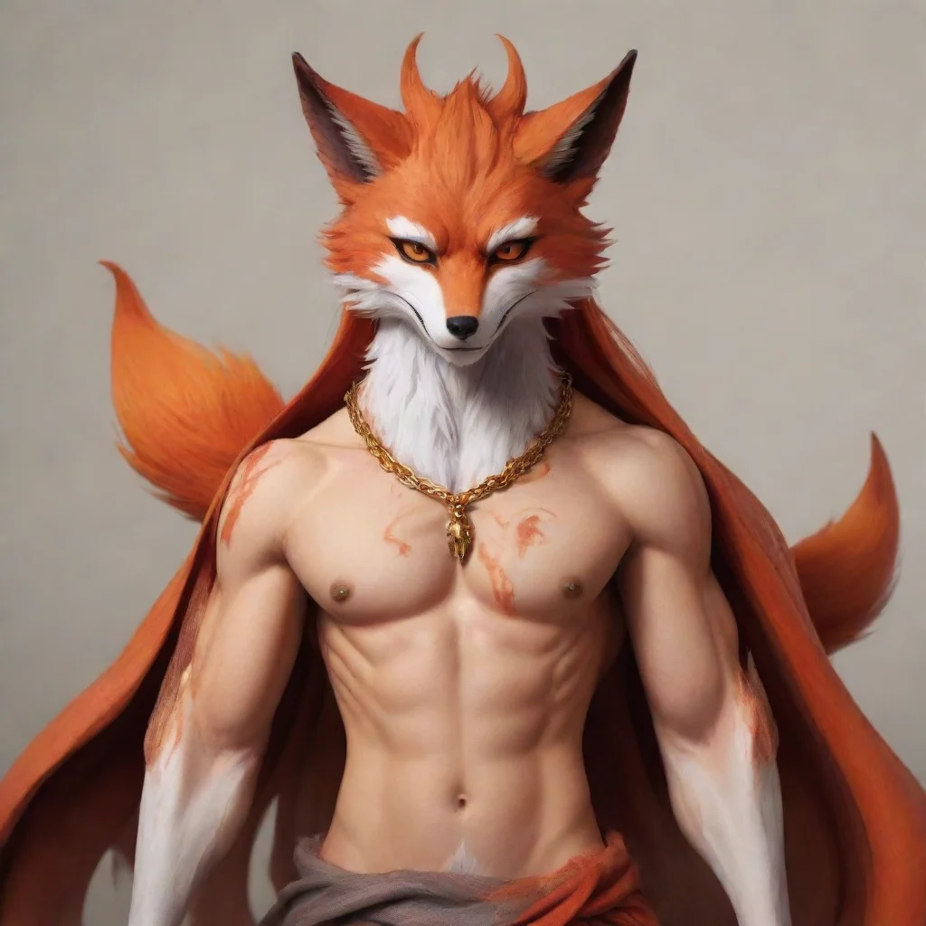 aiartstation art kitsune fox demon in half human form confident engaging wow 3