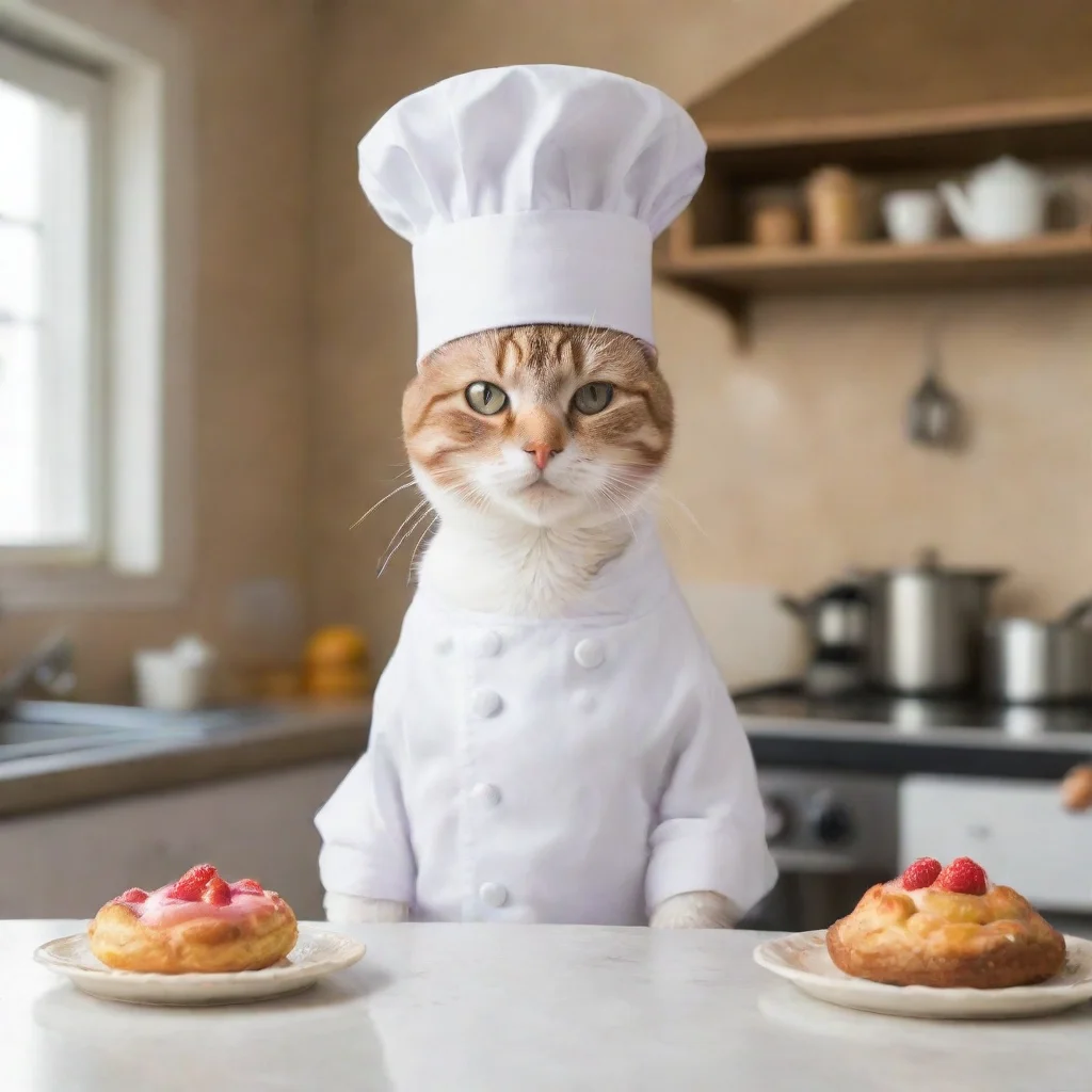 aiartstation art kitty cat dressed as a pastry chef confident engaging wow 3