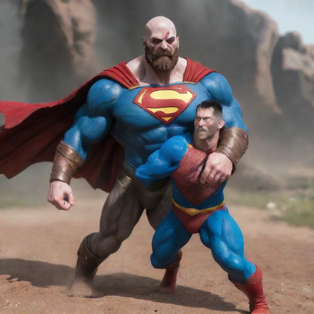 aiartstation art kratos lutando com superman confident engaging wow 3
