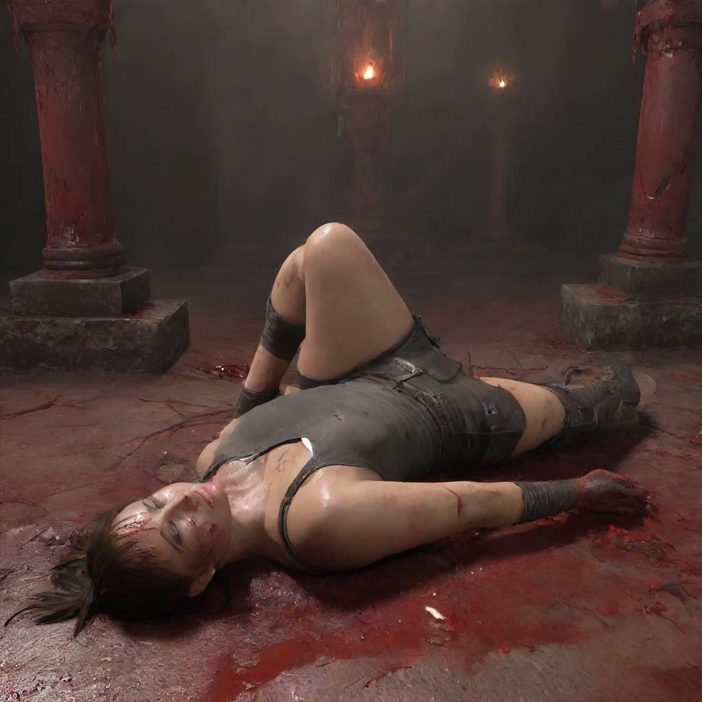 aiartstation art lara croft lays on bloody ritual altar confident engaging wow 3