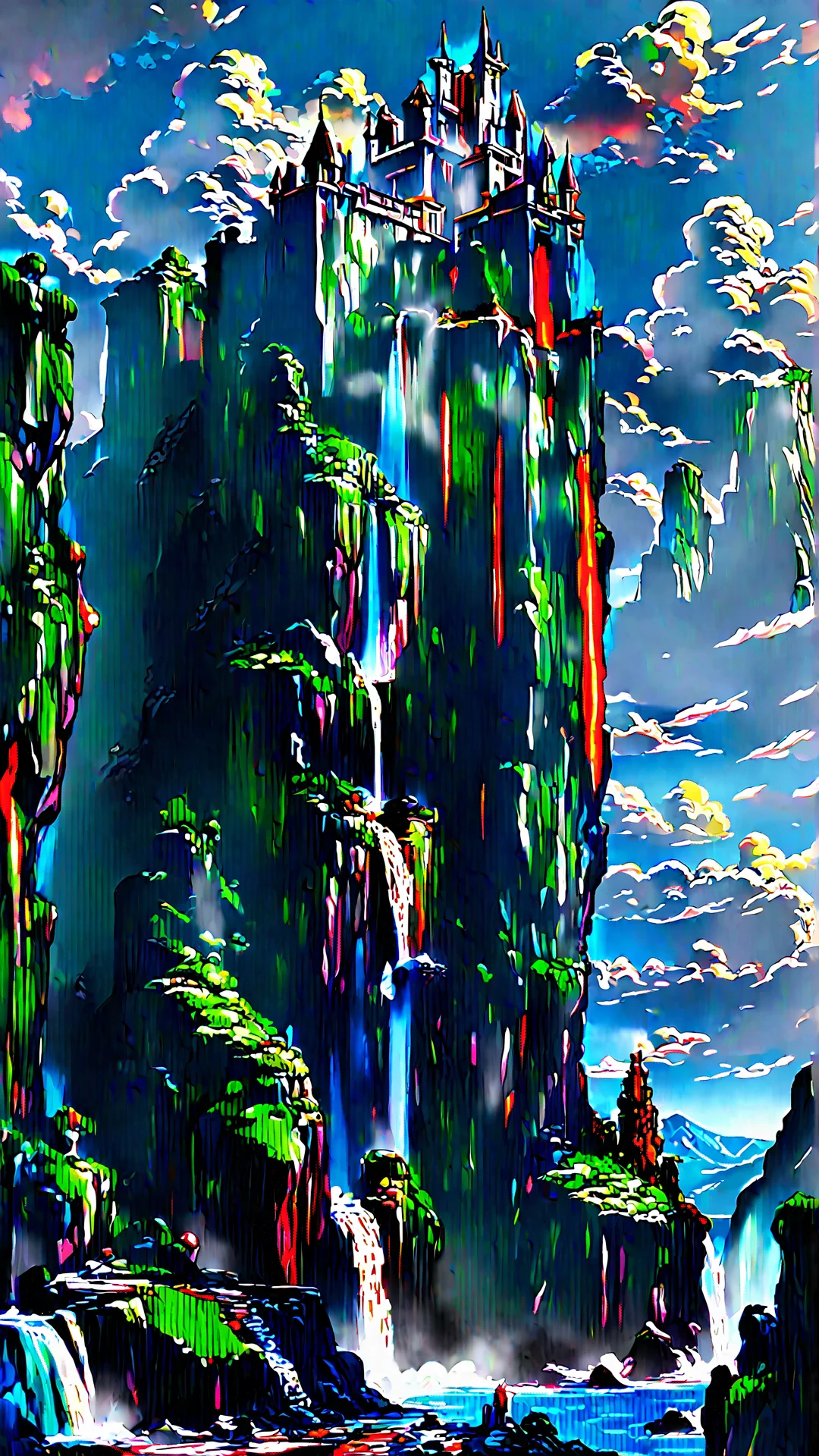 artstation art lava flowing down cliffs castles anime detailed confident engaging wow 3
