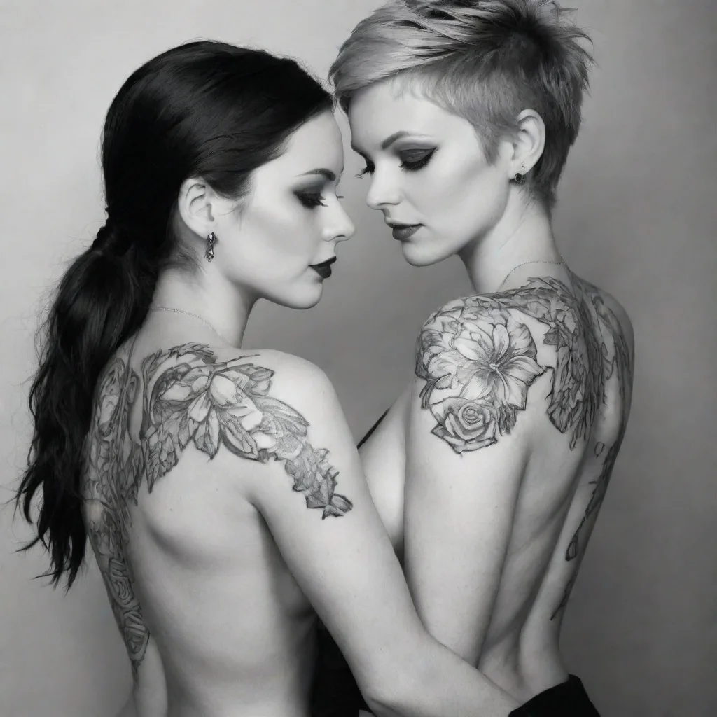 aiartstation art lesbian black and white tattoo confident engaging wow 3