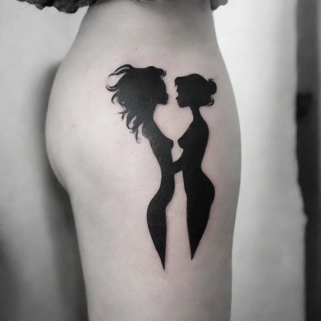 aiartstation art lesbians silhouette fine lines black and white tattoo confident engaging wow 3