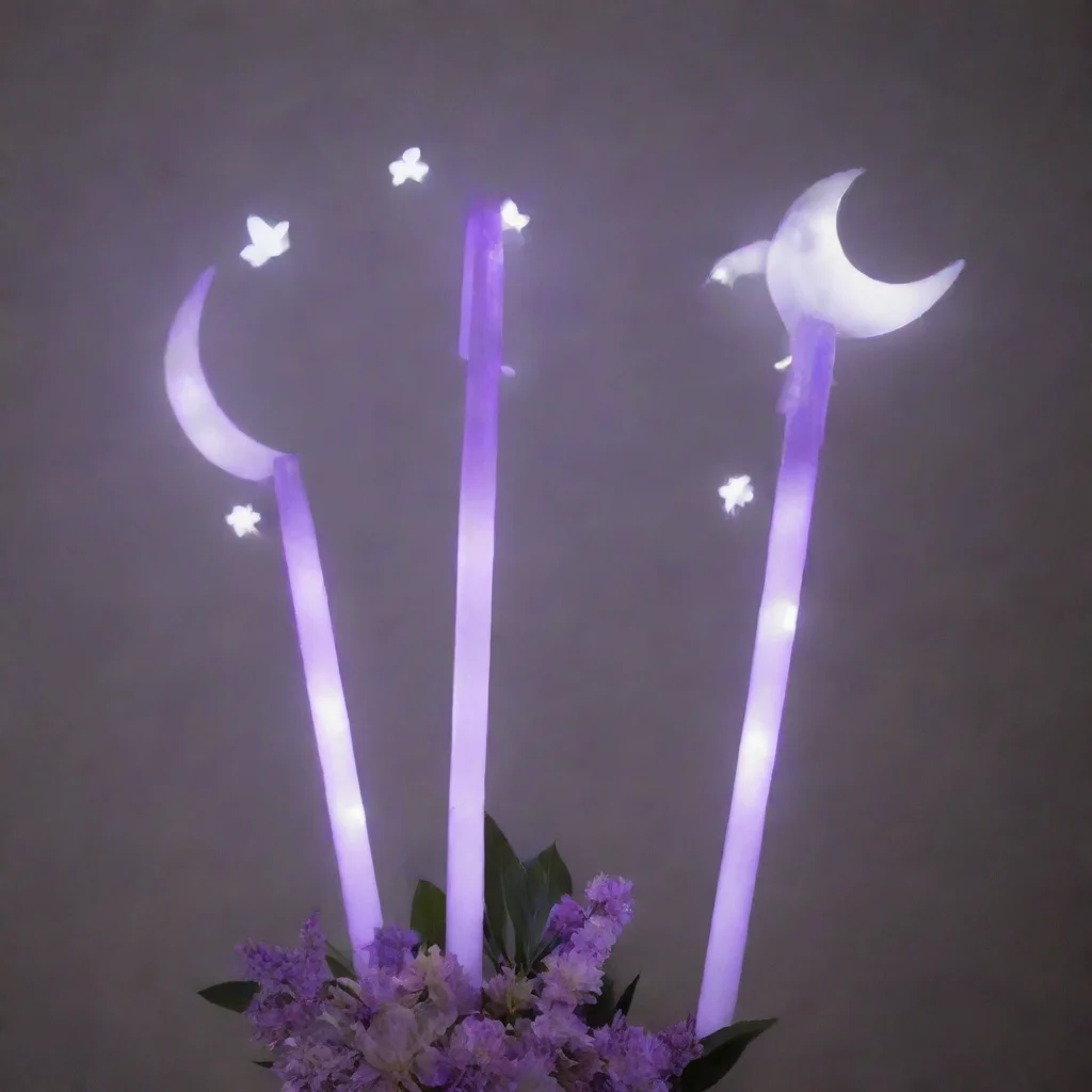 aiartstation art light purple and white lightsticks%2C plus round and crescent moon ornaments and night flowers confident engaging wow 3