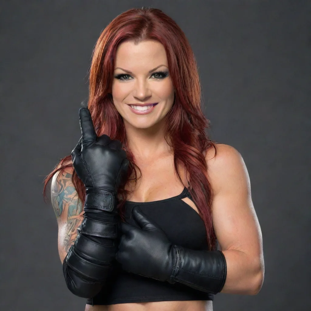 aiartstation art lita wwe smiling with black gloves and gun confident engaging wow 3