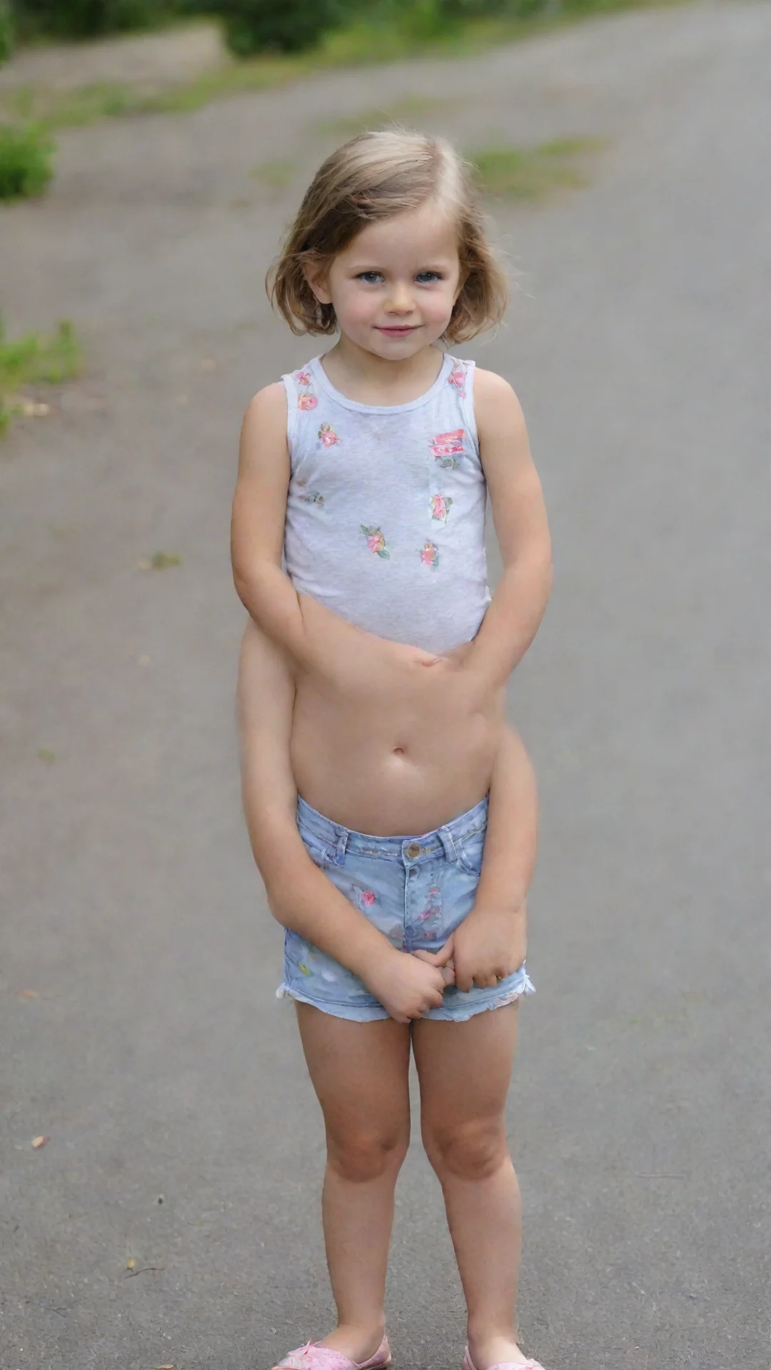 artstation art little girl in shorts confident engaging wow 3 tall