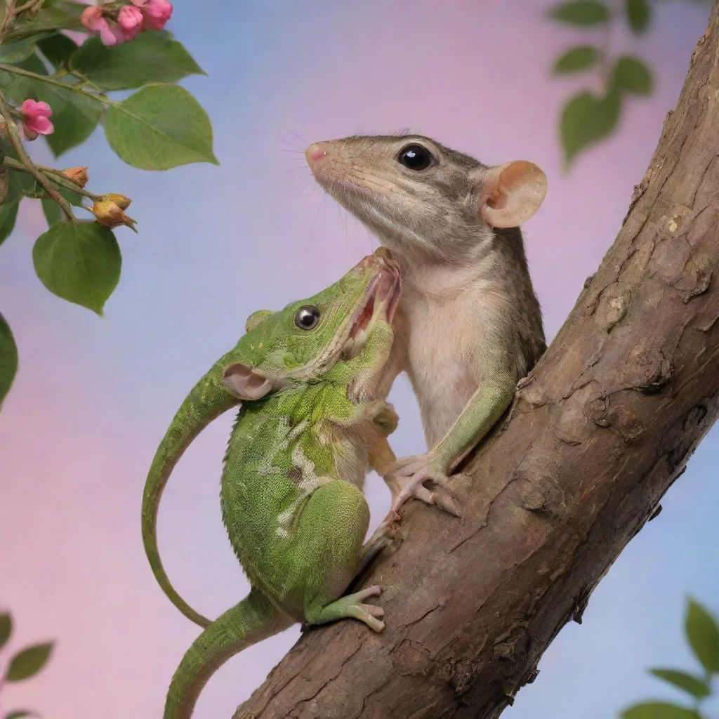 aiartstation art lizzard and rat having a romantic date in a tree confident engaging wow 3
