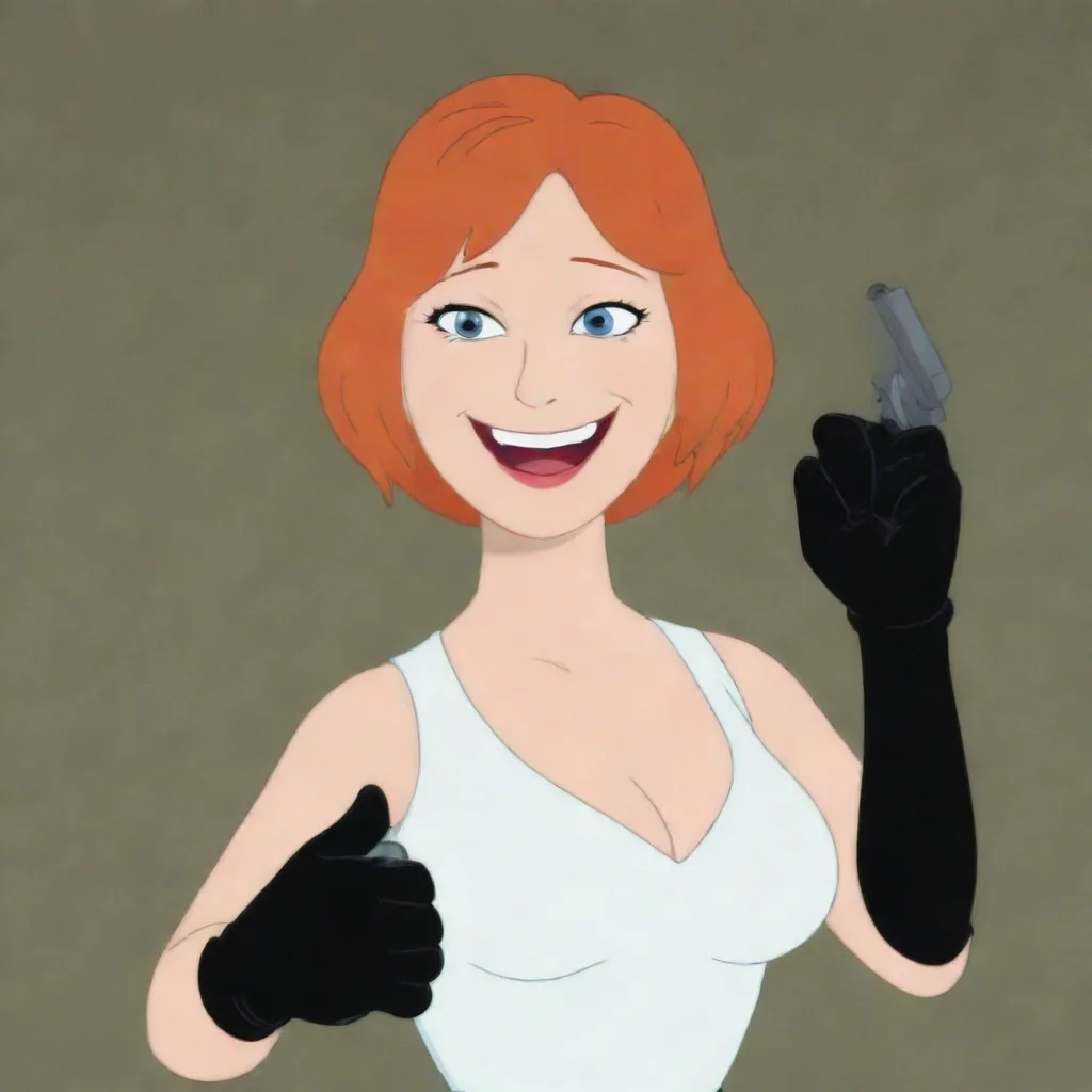 aiartstation art lois griffin smiling with black gloves and gun  confident engaging wow 3