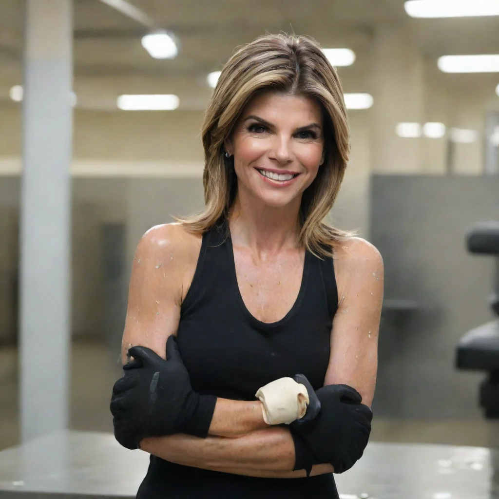 artstation art lori loughlin  smiling with black nitrile gloves and gun at a shooting range and mayonnaise splattered everywhere confident engaging wow 3