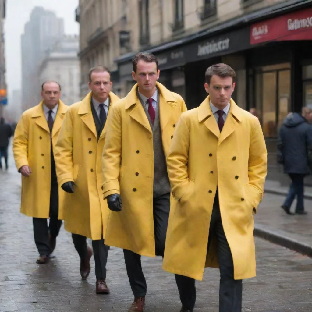artstation art low men in yellow coats confident engaging wow 3