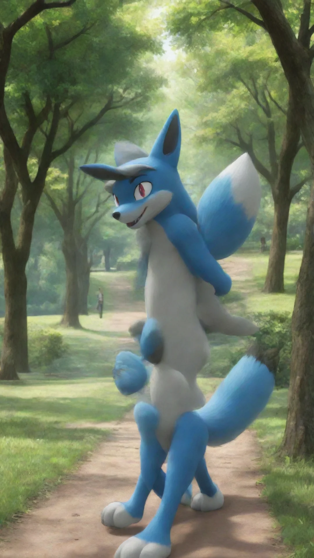 aiartstation art lucario is walking in the park confident engaging wow 3 tall