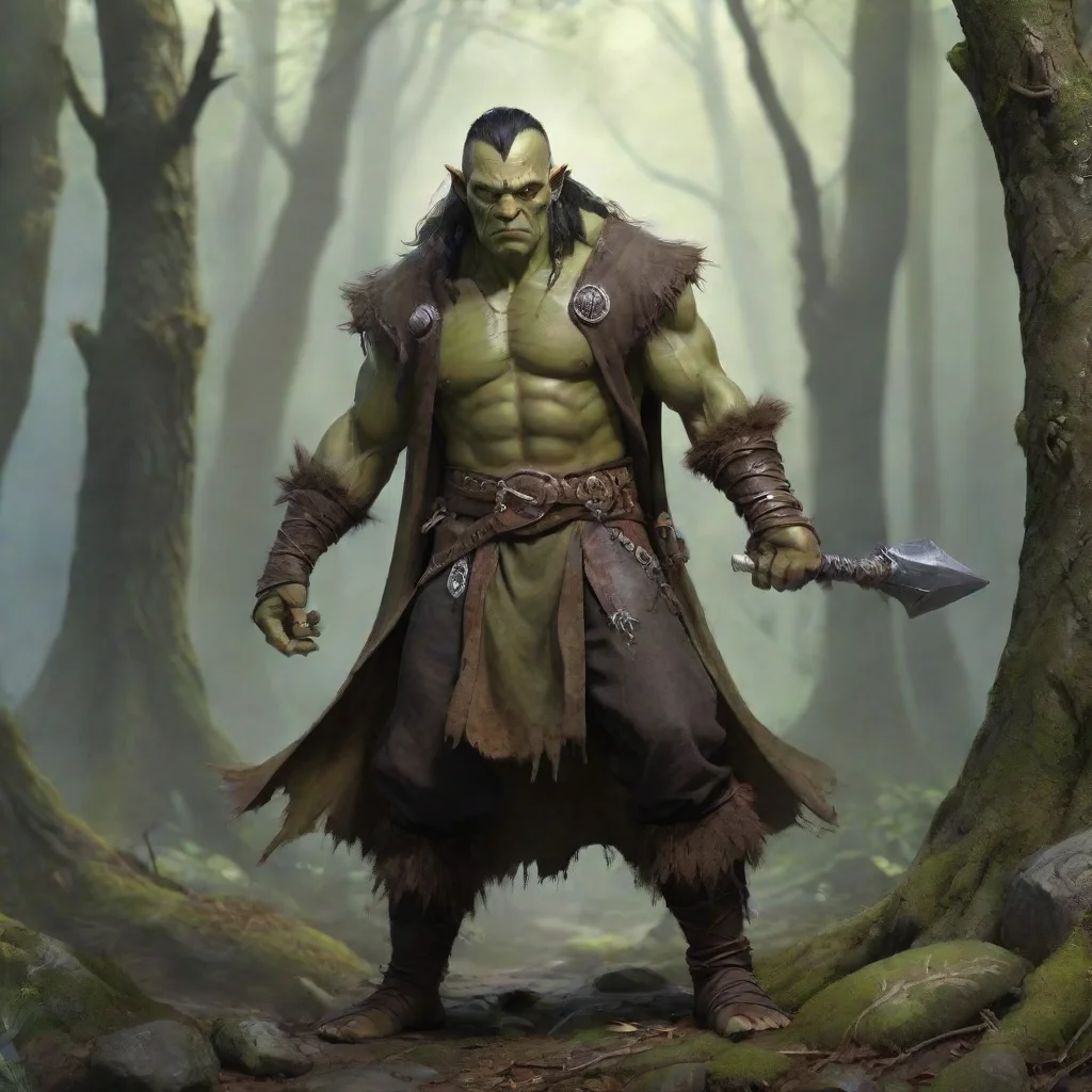 artstation art male half orc fantasy wizard forest confident engaging wow 3
