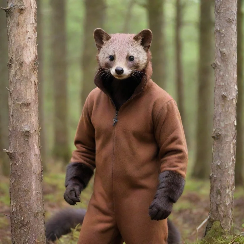 aiartstation art man in pine marten costume confident engaging wow 3