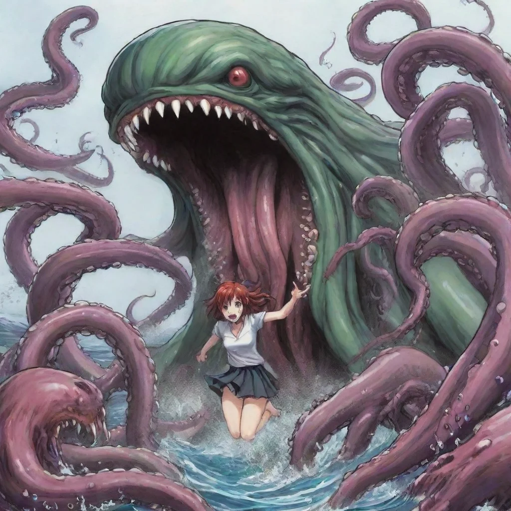 artstation art manga tentacle monster attack confident engaging wow 3