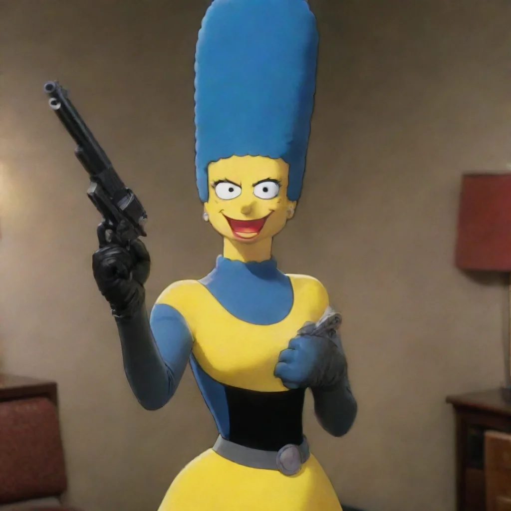 artstation art marge simpson smiling with black gloves and gun  confident engaging wow 3
