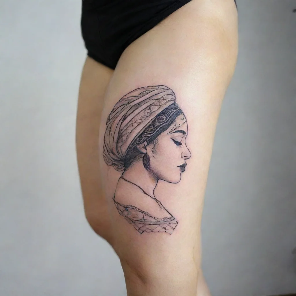artstation art maroccan woman fine line minimalistic tattoo confident engaging wow 3