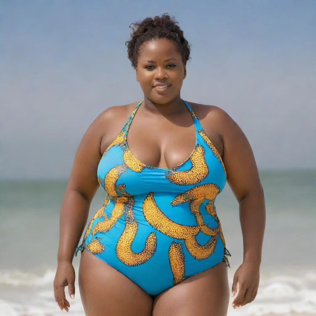 aiartstation art medically obese african woman in swimsuit confident engaging wow 3