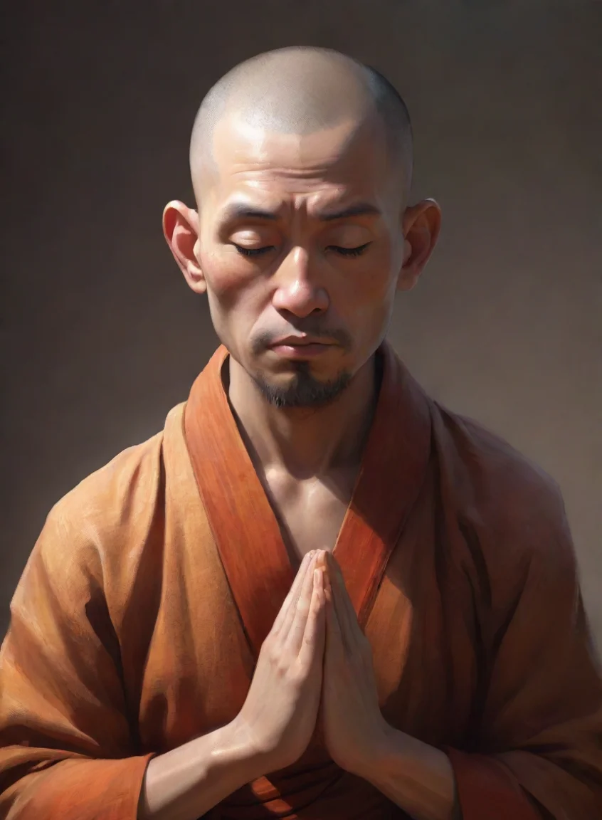 aiartstation art meditate artistic monk close up hd character confident engaging wow 3 portrait43
