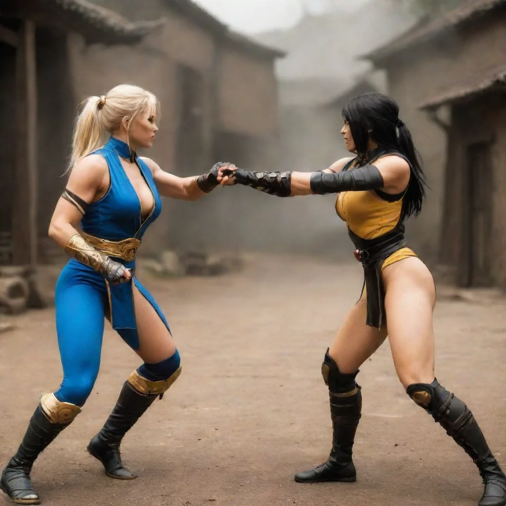 aiartstation art mortal kombat fight between females confident engaging wow 3