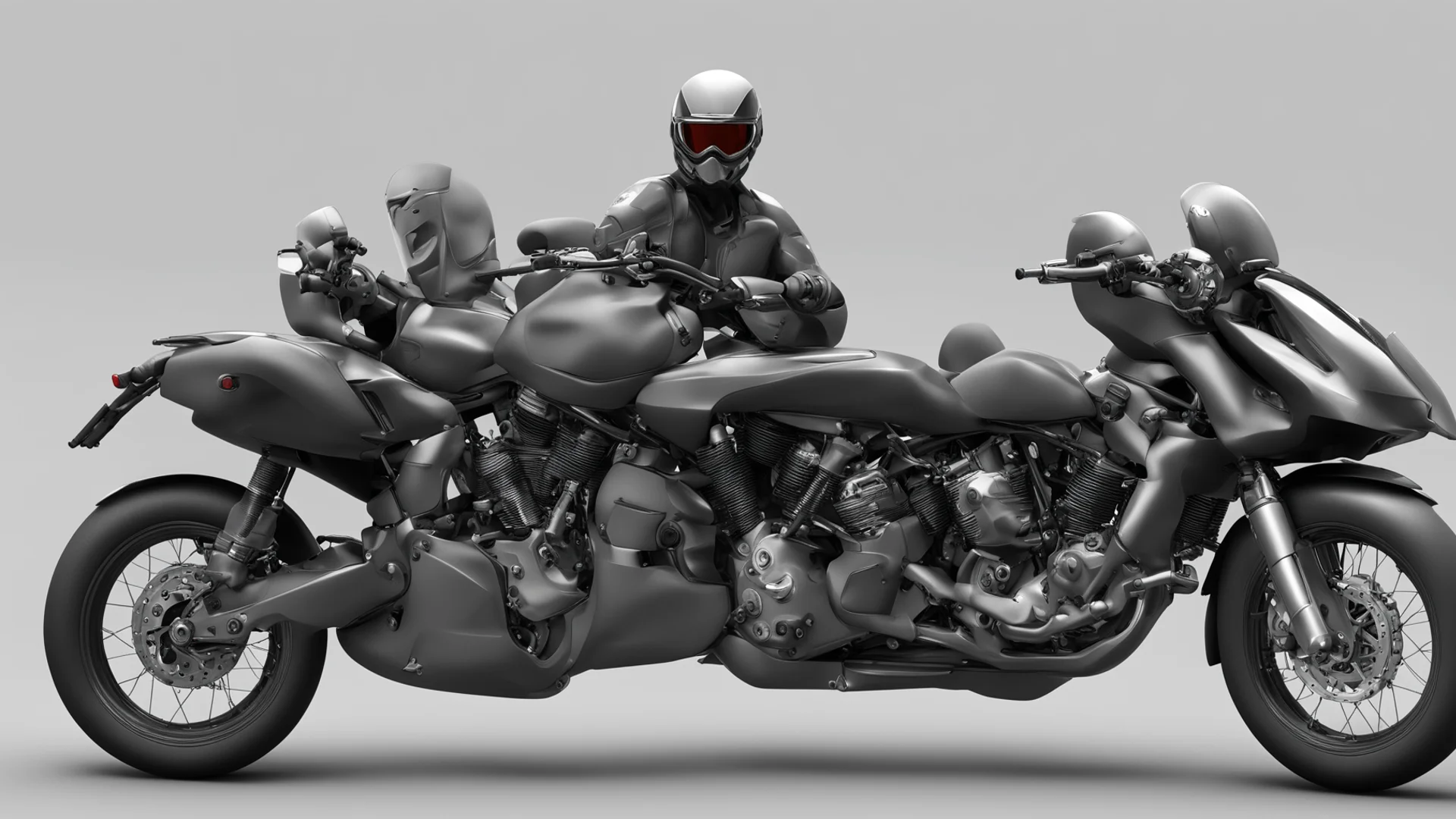 aiartstation art motorcycle 3d model with rider group confident engaging wow 3 wide