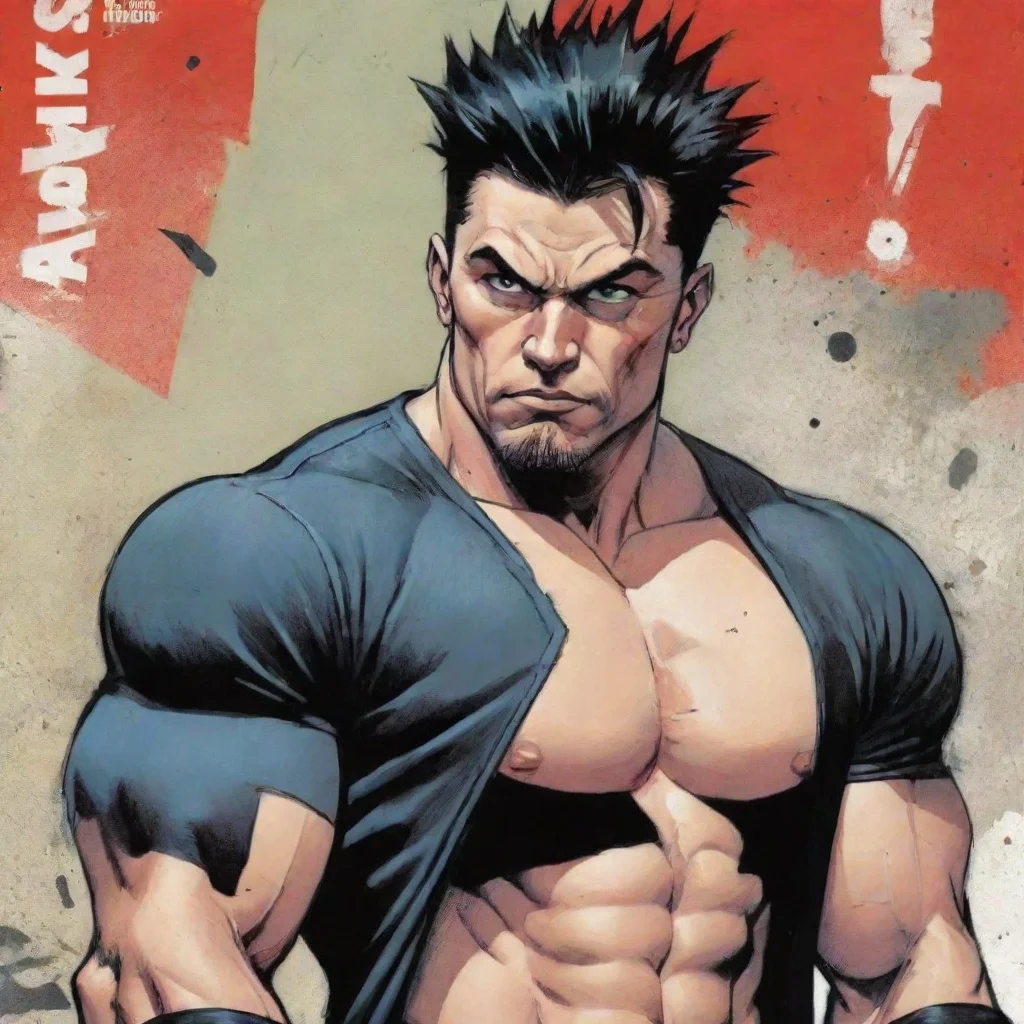 aiartstation art muscle punk%2C by greg rucka%2C bold lines%2C colored%2C jagged edges confident engaging wow 3