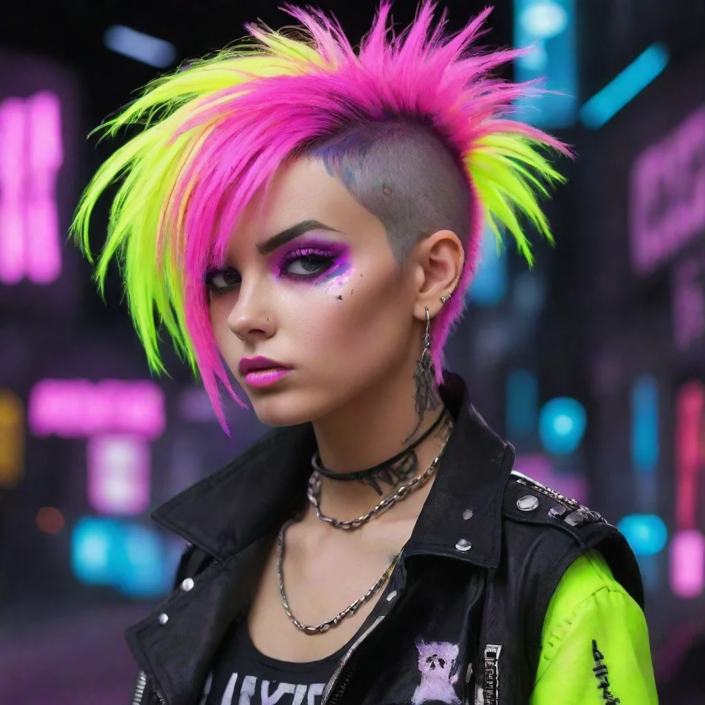 aiartstation art neon punk  confident engaging wow 3