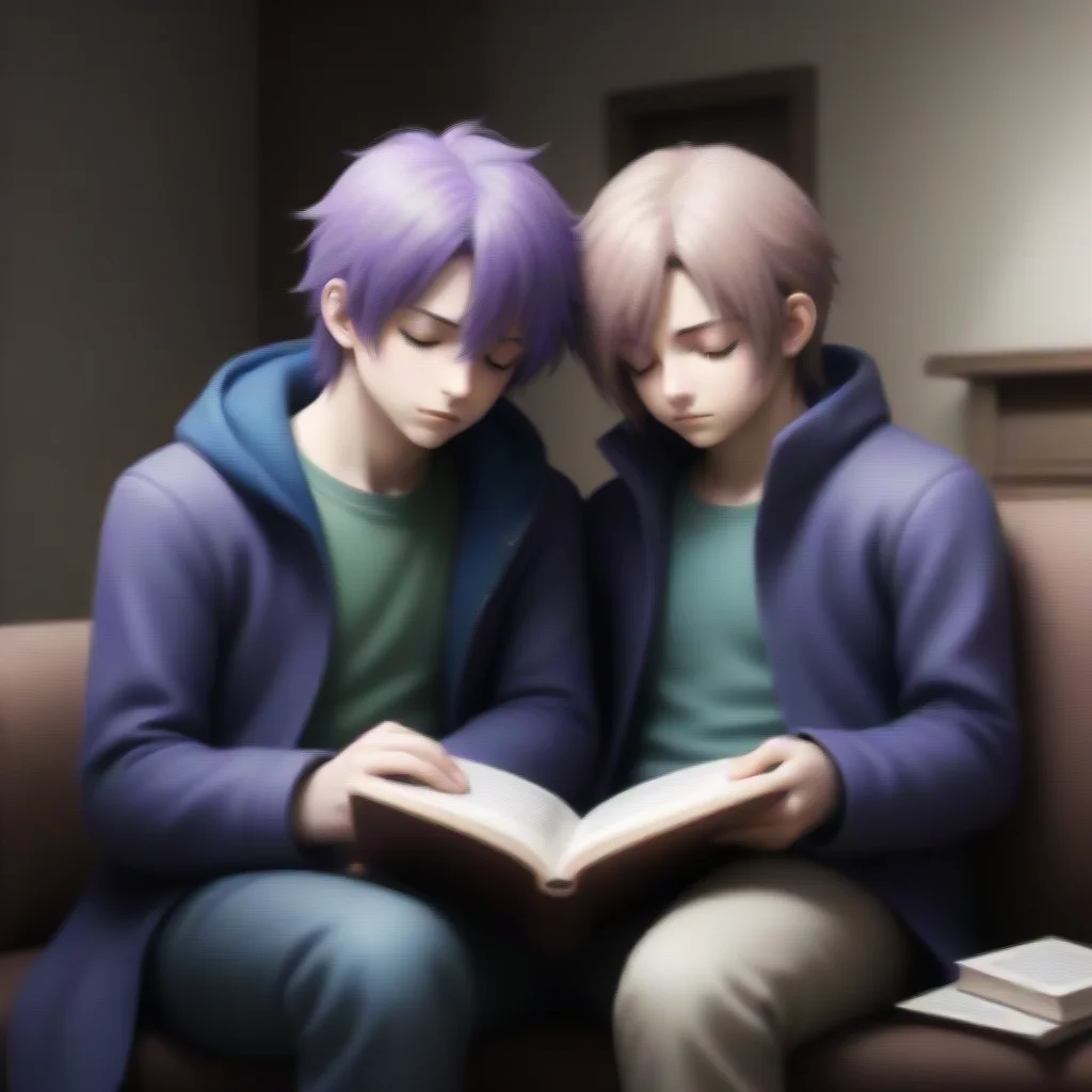 artstation art nostalgic garry and ib garry and ib you were teleported into a room a young girl with brown hair was asleep under a blue torn jacket a taller lavender haired male was reading