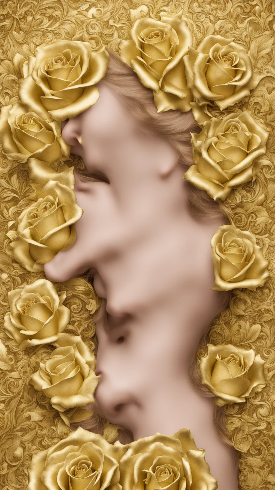 aiartstation art nouveau gold roses with a woman confident engaging wow 3 tall