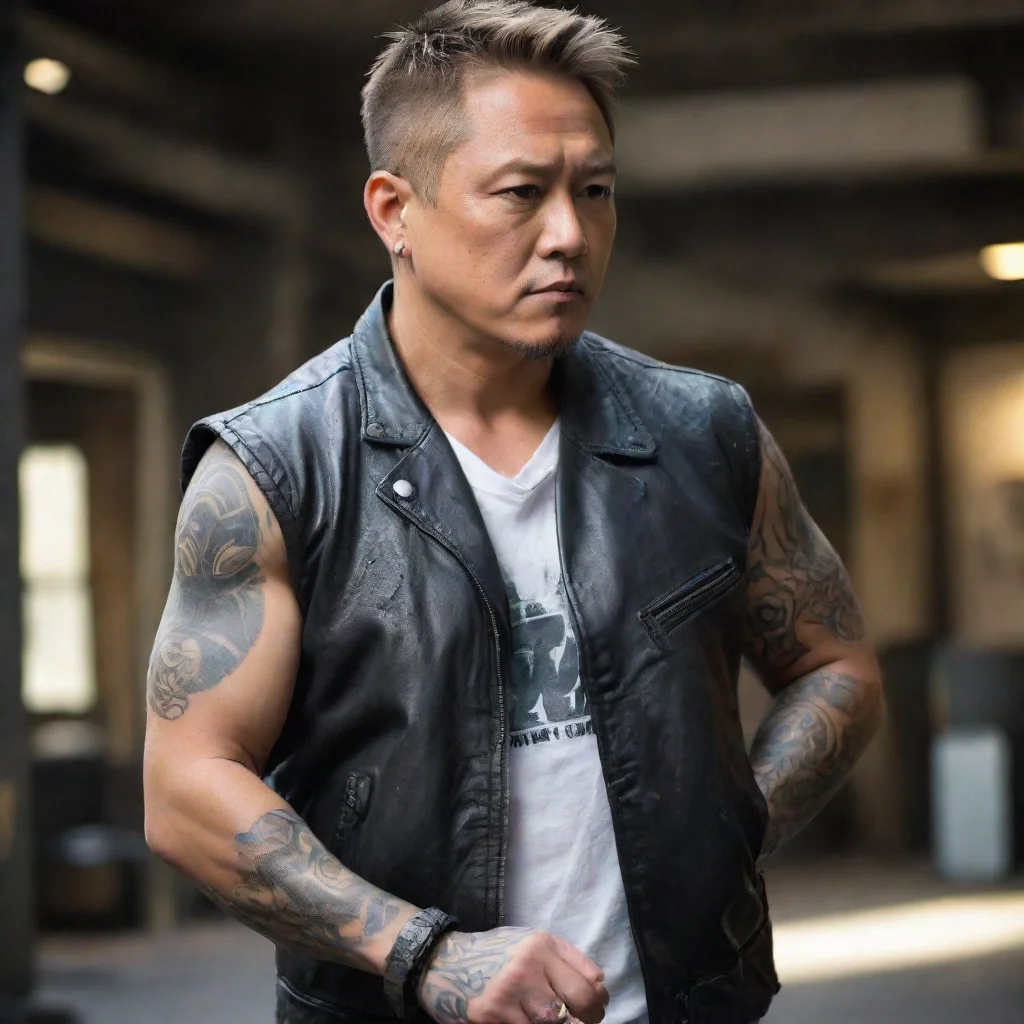 artstation art nvidia arm jensen huang tatoo strong masculine ripped dramatic hd amazing shot aesthetic arm shoulder tatoo leather jacket ripped confident engaging wow 3