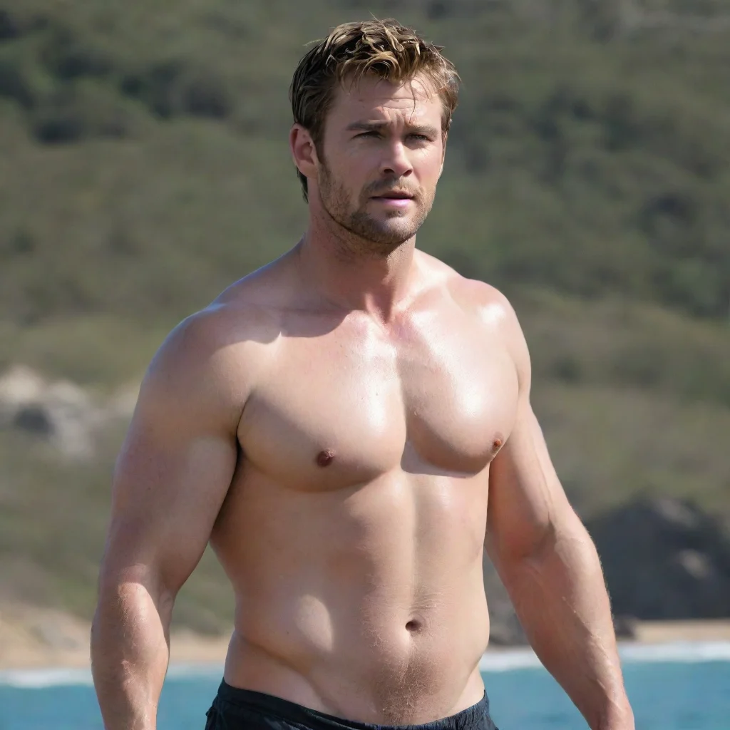 artstation art obese shirtless chris hemsworth with big moobs hd confident engaging wow 3