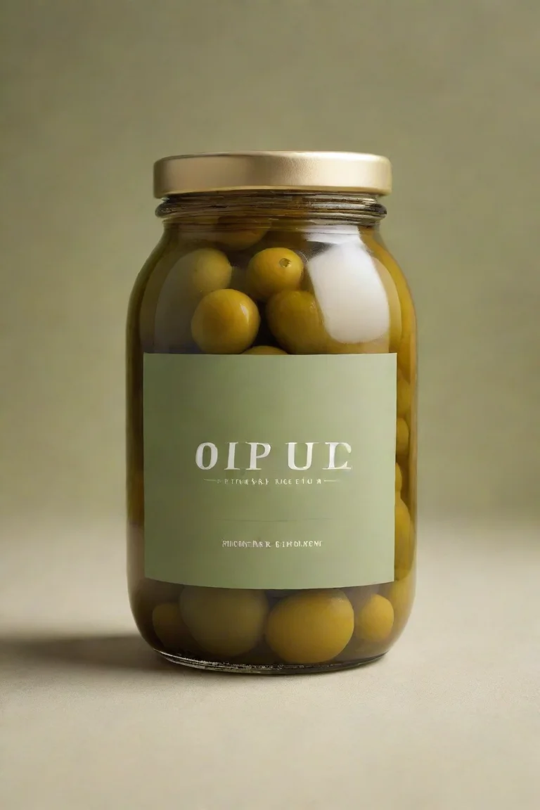 aiartstation art olive jar label with big fonts%2Cmodern and minimalist looking with 3  colors in the background confident engaging wow 3 portrait