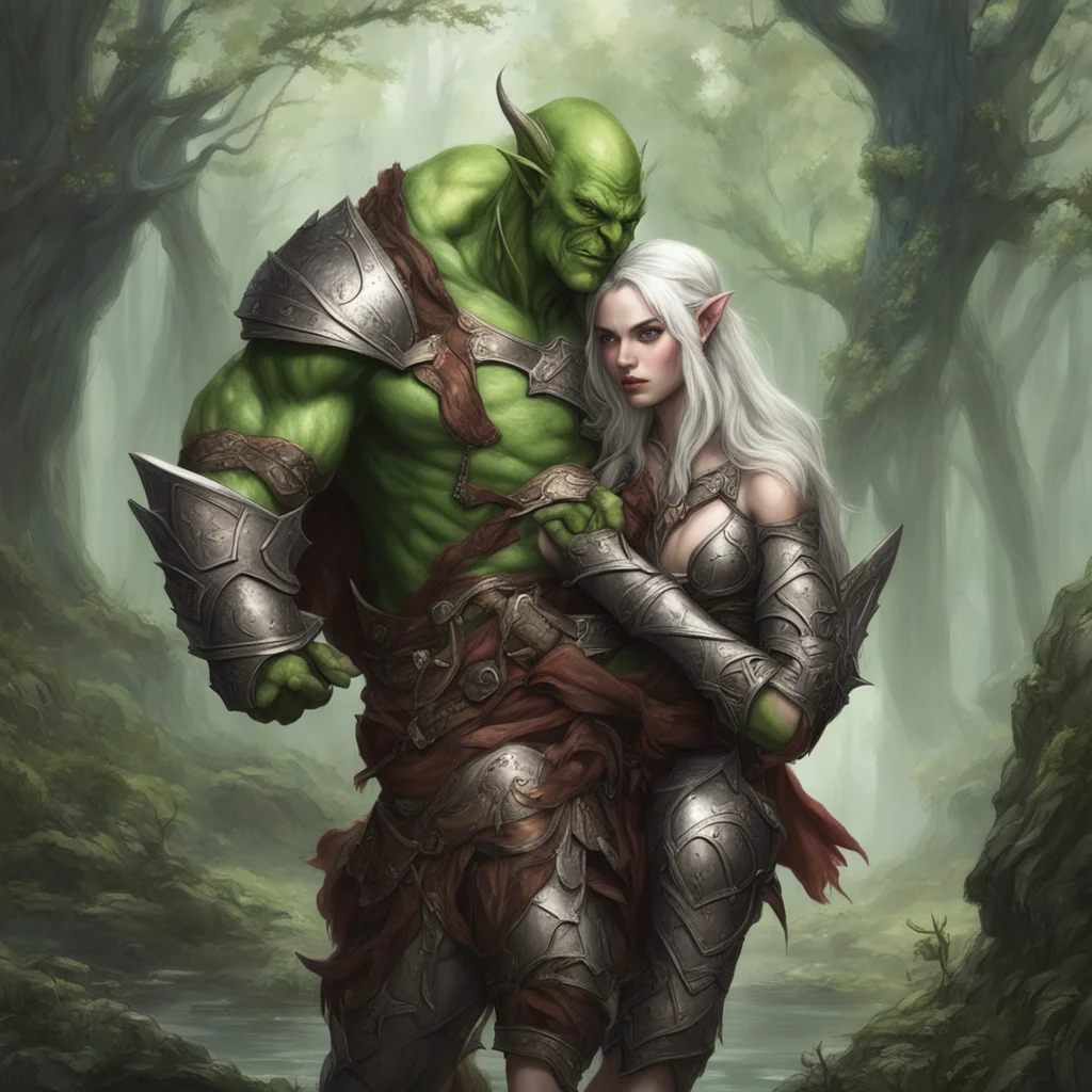 artstation art orc carries elven princess confident engaging wow 3