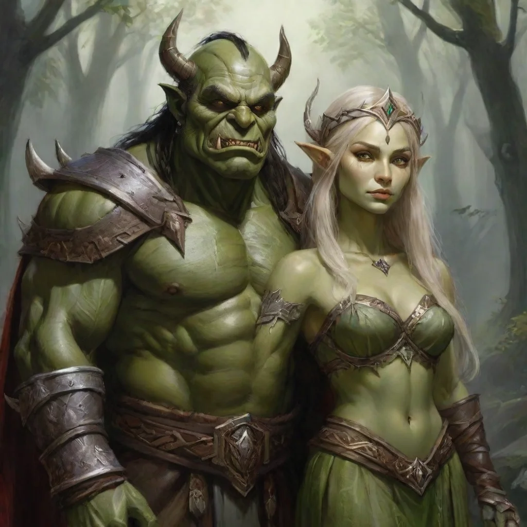 aiartstation art orc king and elven princess confident engaging wow 3