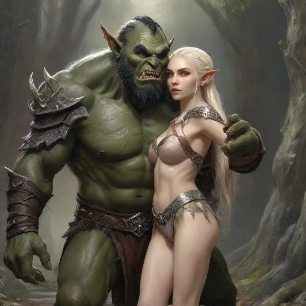 artstation art orc king grabs elven princess from behind confident engaging wow 3