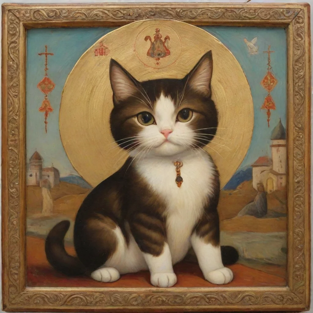 artstation art orthodox icon of cat confident engaging wow 3