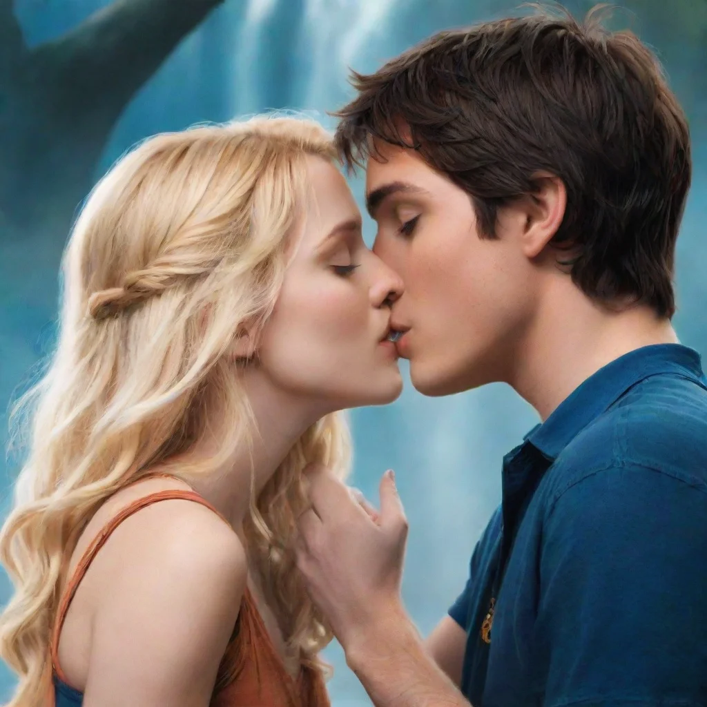 aiartstation art percy jackson kissing a blonde white girl with blue eyes  confident engaging wow 3