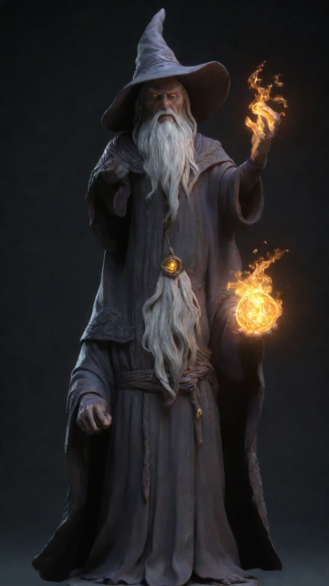 aiartstation art perfect 3d sculplture of an arcane wizard with glowing eyes%2C sculpted in zbrush confident engaging wow 3 tall
