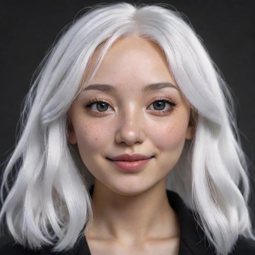 artstation art photorealistic portrait 4k sia with all white hair as cute young freckled asian goth with dimples confident engaging wow 3