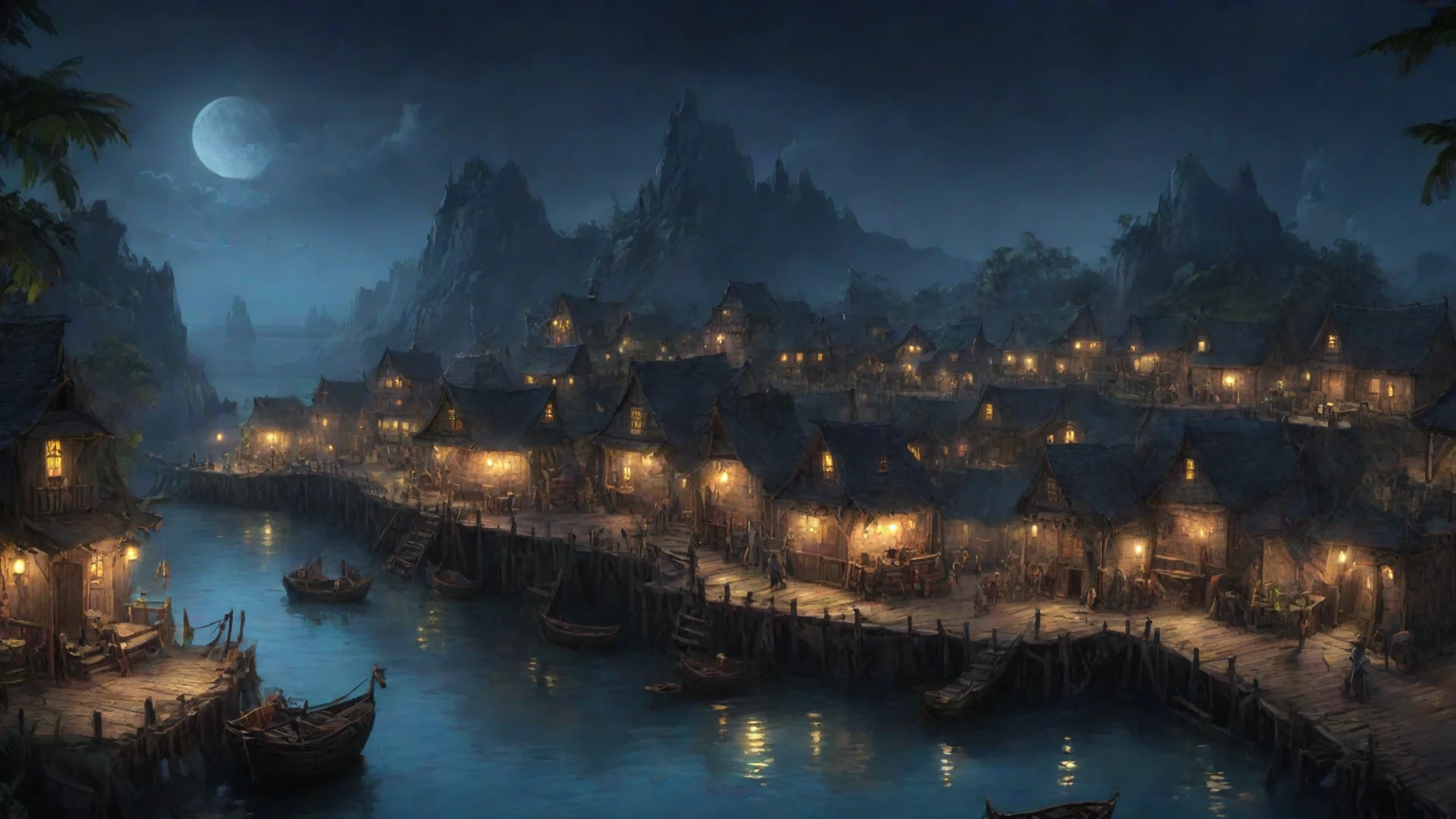 artstation art pirate village by night concept art confident engaging wow 3 wide