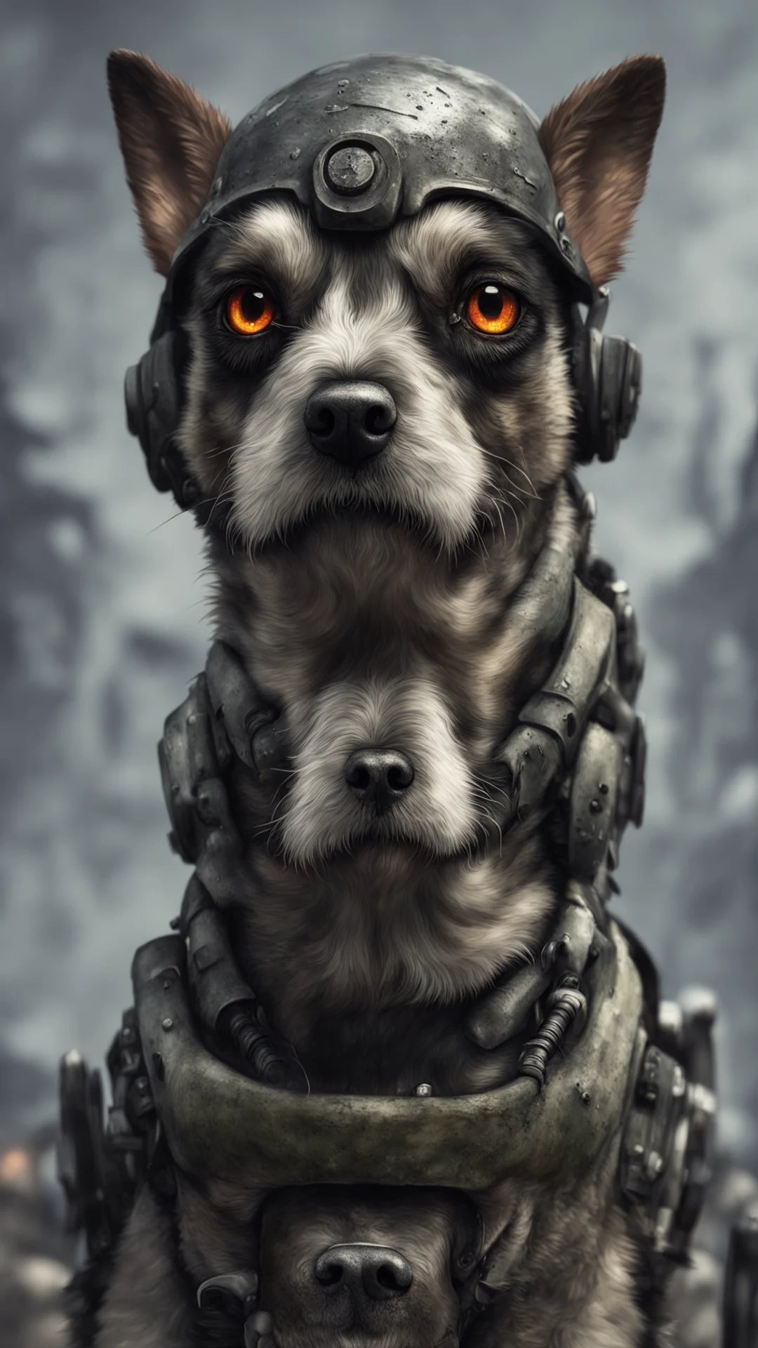 aiartstation art plague dog trooper staring directly into the camera in focus concept art ultra detailed trending on artstation 35mm confident engaging wow 3 tall