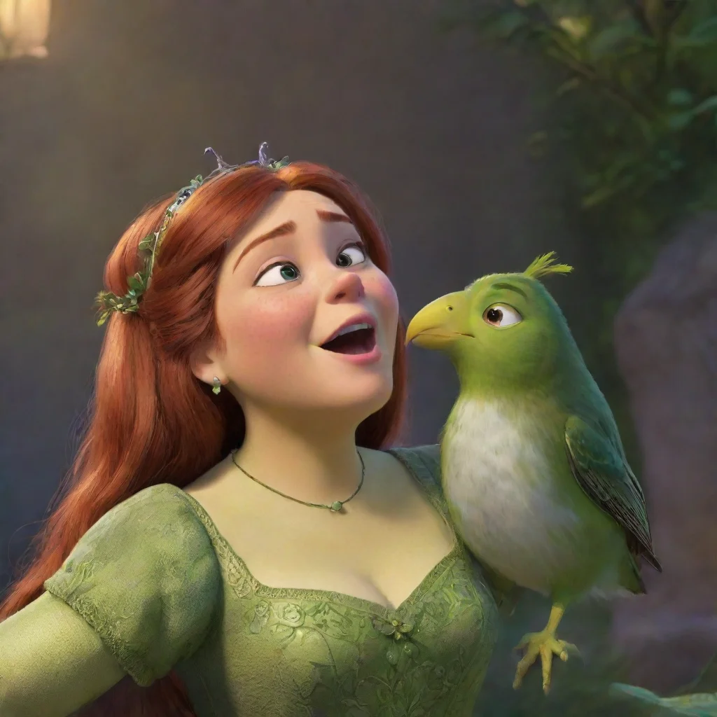 aiartstation art princess fiona singing to bird confident engaging wow 3