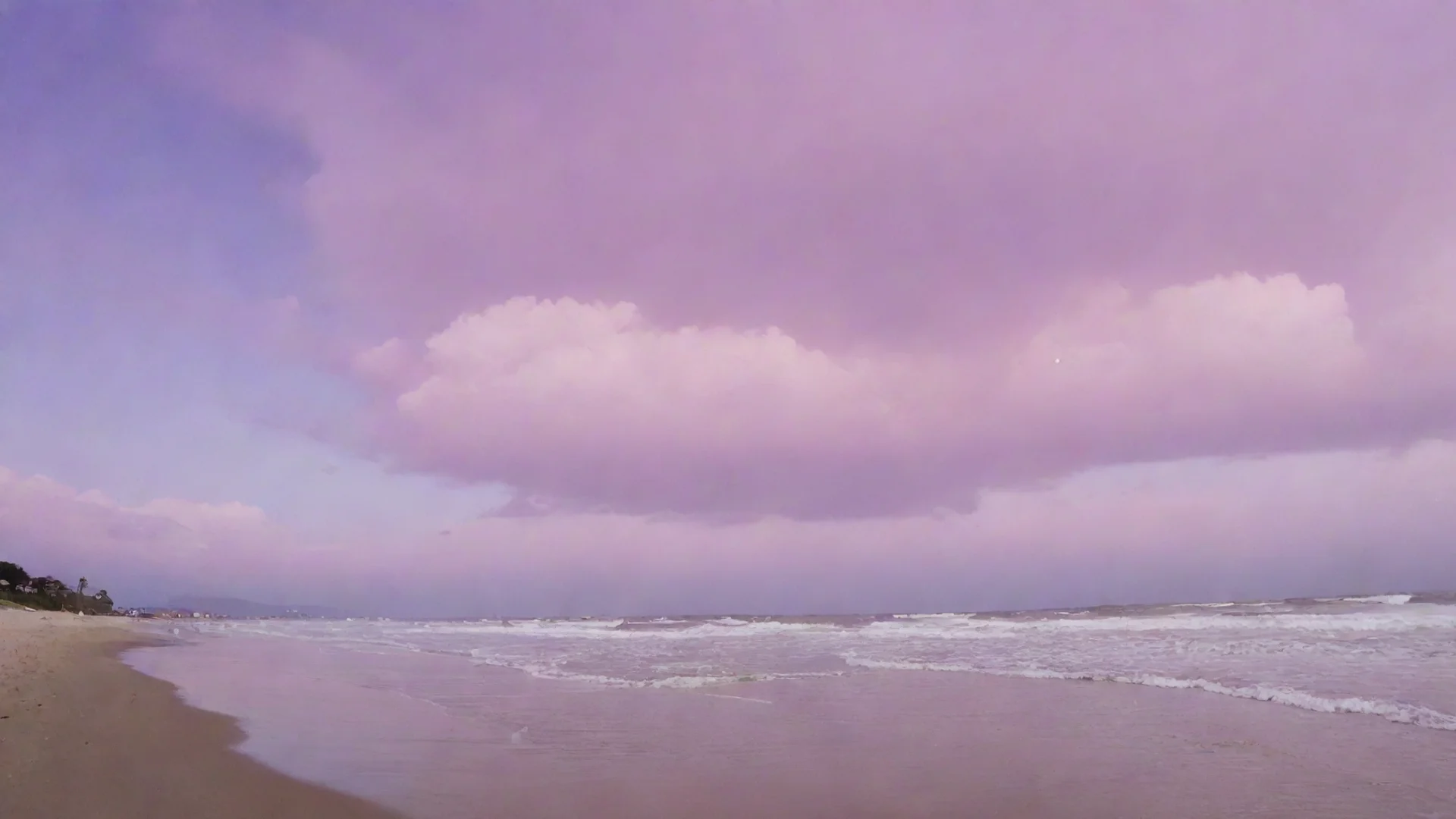aiartstation art purple pink sky at a beach confident engaging wow 3 wide