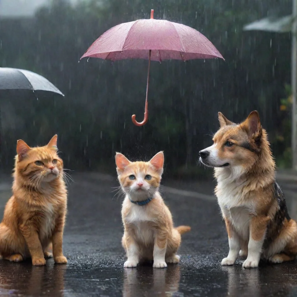 aiartstation art rain cats and dogs confident engaging wow 3