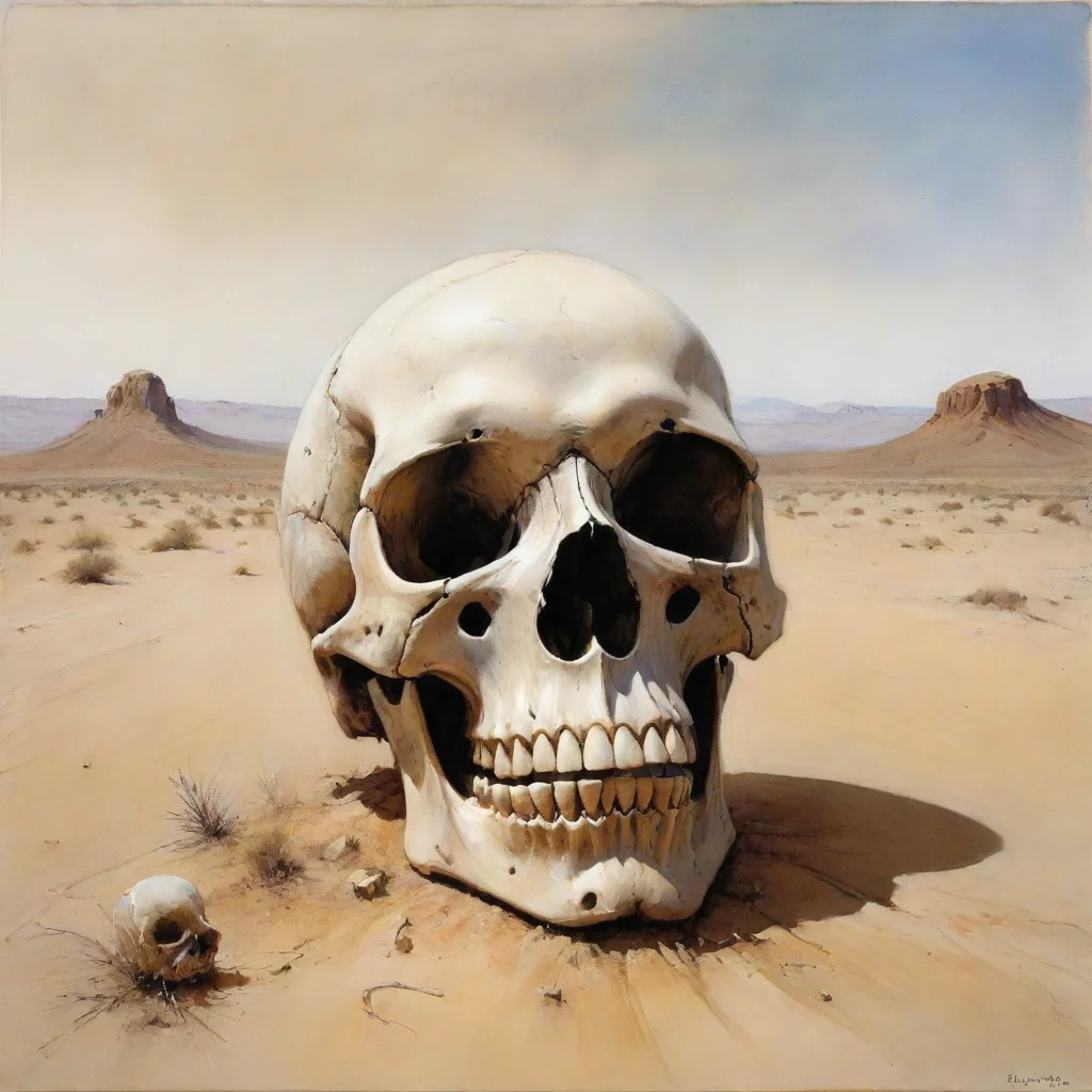 aiartstation art ralph steadman skull in the desert confident engaging wow 3