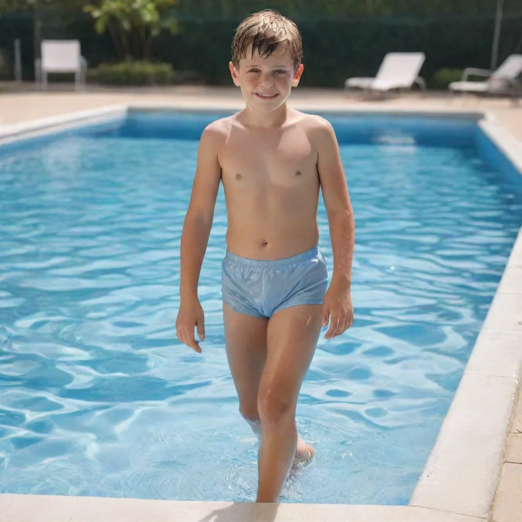 aiartstation art realistic%2C school boy%2C wear wet underpants%2C in  pool confident engaging wow 3